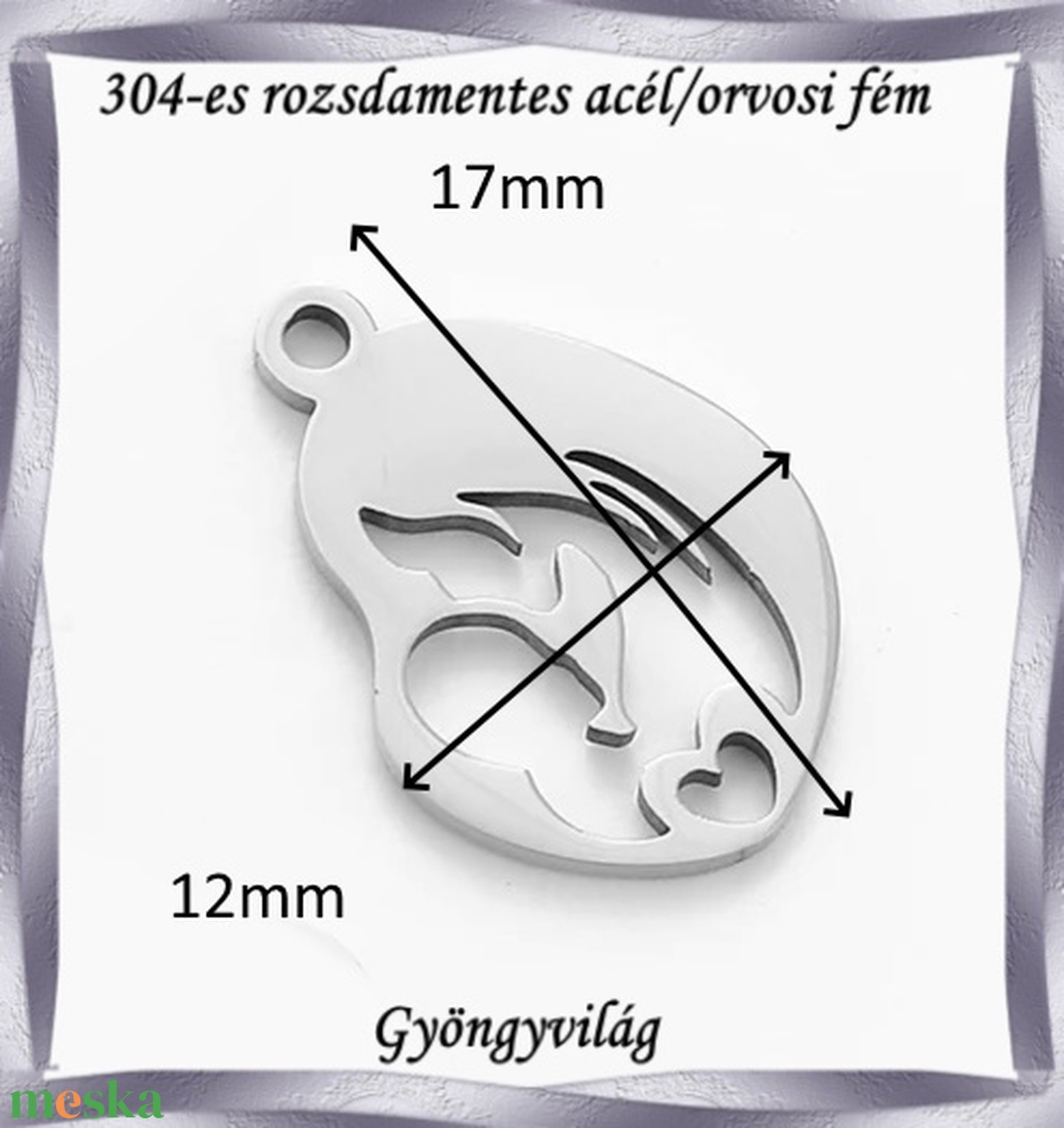 Nemes acél ékszerkellék: medál, caboshon, fityegő NAMCF-05e 1db/cs - kellékek & szerszámok - gyöngy, ékszerkellék - cabochon - Meska.hu