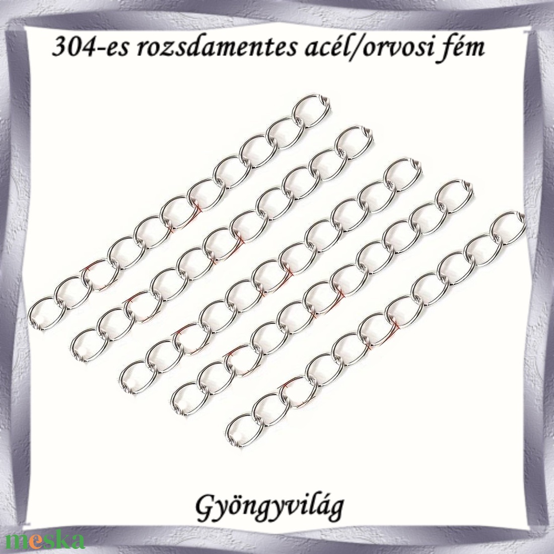 Nemes acél ékszerkellék: lánchosszabbító NALK 01-6-4 5db/csomag - kellékek & szerszámok - gyöngy, ékszerkellék - egyéb alkatrész - Meska.hu