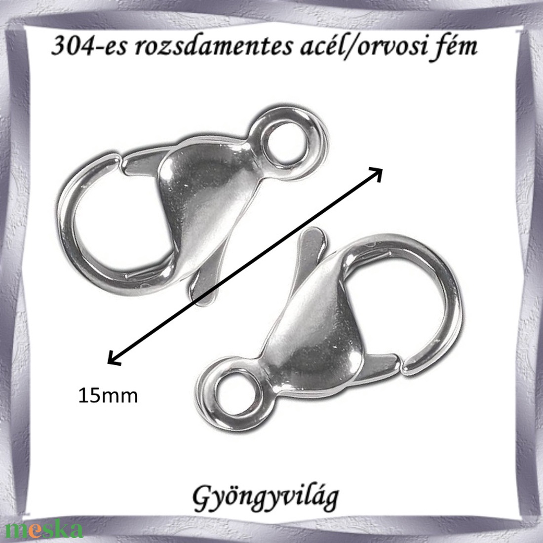 304 Nemes acél ékszerkellék: lánckapocs NALK 03-15 2db/ csomag, nagy méretű - kellékek & szerszámok - gyöngy, ékszerkellék - egyéb alkatrész - Meska.hu