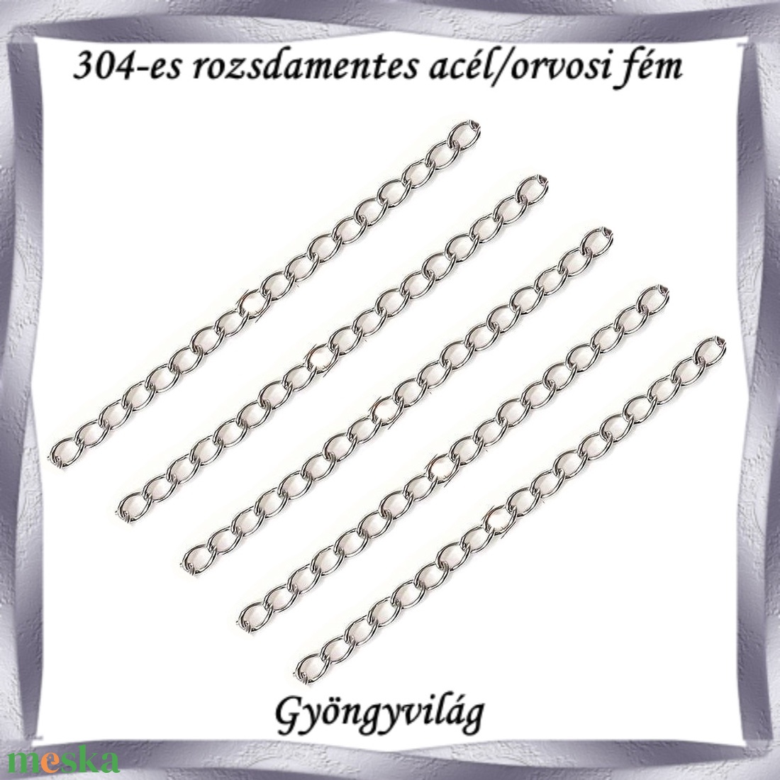 Nemes acél ékszerkellék: lánchosszabbító NALK 01-6-2 5db/csomag - kellékek & szerszámok - gyöngy, ékszerkellék - egyéb alkatrész - Meska.hu