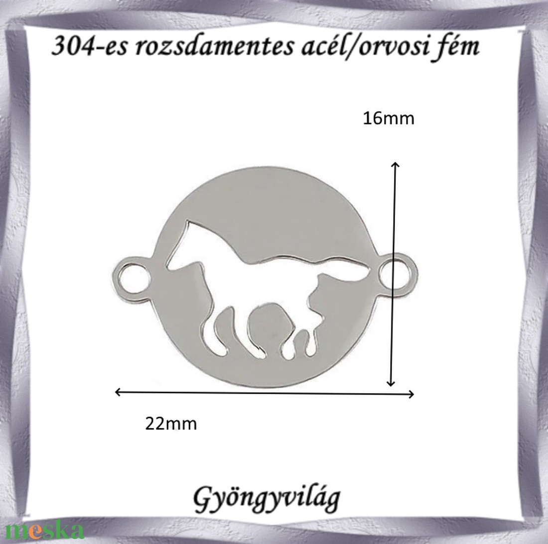 Nemes acél ékszerkellék: medál, caboshon, fityegő NAMCF-13e 1db/cs - kellékek & szerszámok - gyöngy, ékszerkellék - cabochon - Meska.hu