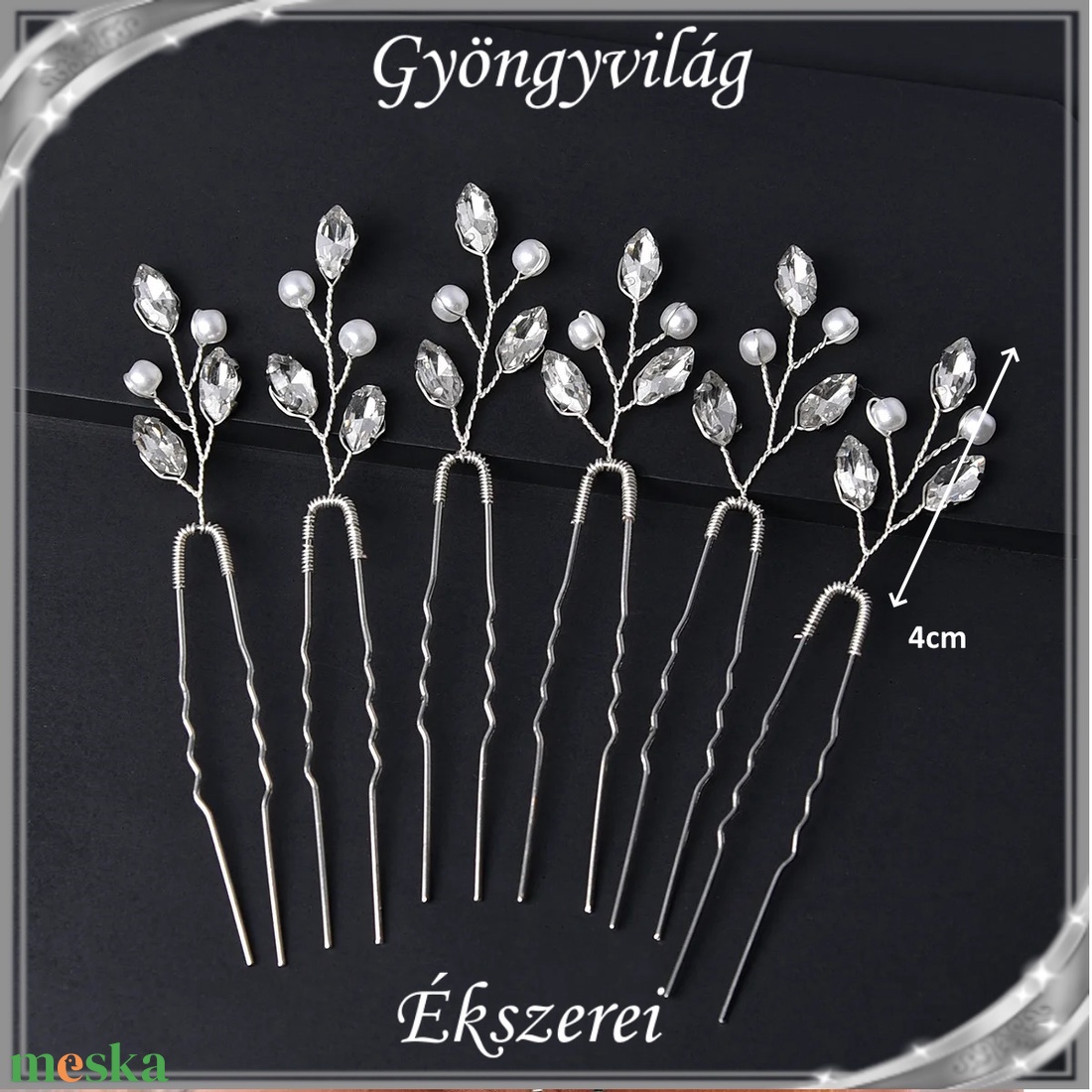 Ékszerek-hajdíszek, hajcsatok: Esküvői, menyasszonyi, alkalmi hajdísz S-H-TŰ03 esz 6db - esküvő - hajdísz - fésűs hajdísz - Meska.hu