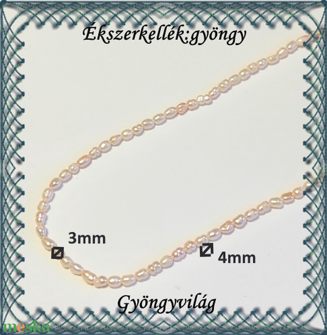 Ékszerkellék: igazgyöngy fűzér GYI-47 3x4mm fehér - kellékek & szerszámok - gyöngy, ékszerkellék - igazgyöngy - Meska.hu