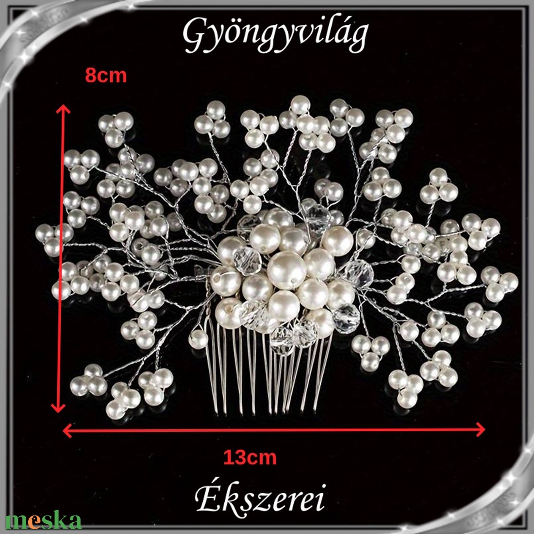 Ékszerek-hajdíszek, hajcsatok: Esküvői, menyasszonyi, alkalmi hajdísz, ES-H-SZ01e  - esküvő - hajdísz - kontydísz & hajdísz - Meska.hu