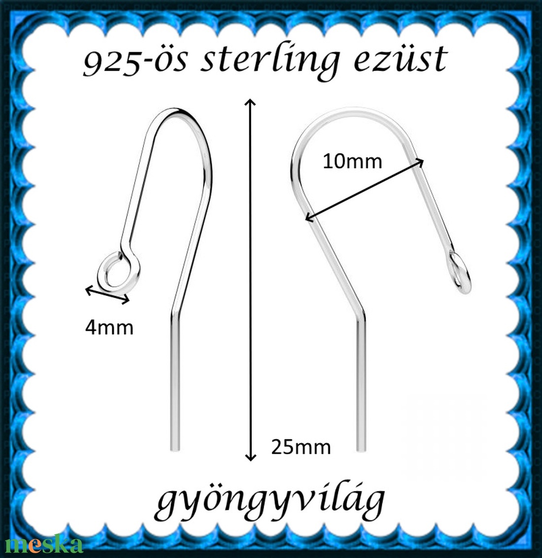  925-ös sterling ezüst ékszerkellék: fülbevalóalap akasztós EFK A 104 - kellékek & szerszámok - gyöngy, ékszerkellék - egyéb alkatrész - Meska.hu