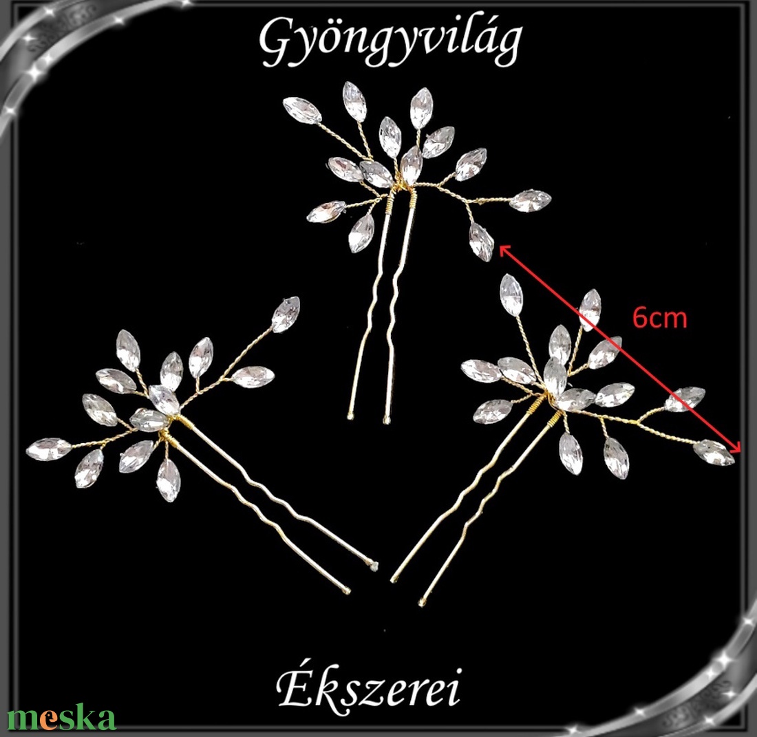 Ékszerek-hajdíszek, hajcsatok: Esküvői, menyasszonyi, alkalmi hajdísz S-H-TŰ06-1a  3db - esküvő - hajdísz - fésűs hajdísz - Meska.hu