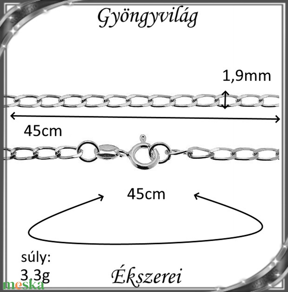 Ékszerek-nyakláncok: 925-ös sterling ezüst lánc SSZ-EÜL 12-45 - ékszer - nyaklánc - párhuzamos nyaklánc - Meska.hu