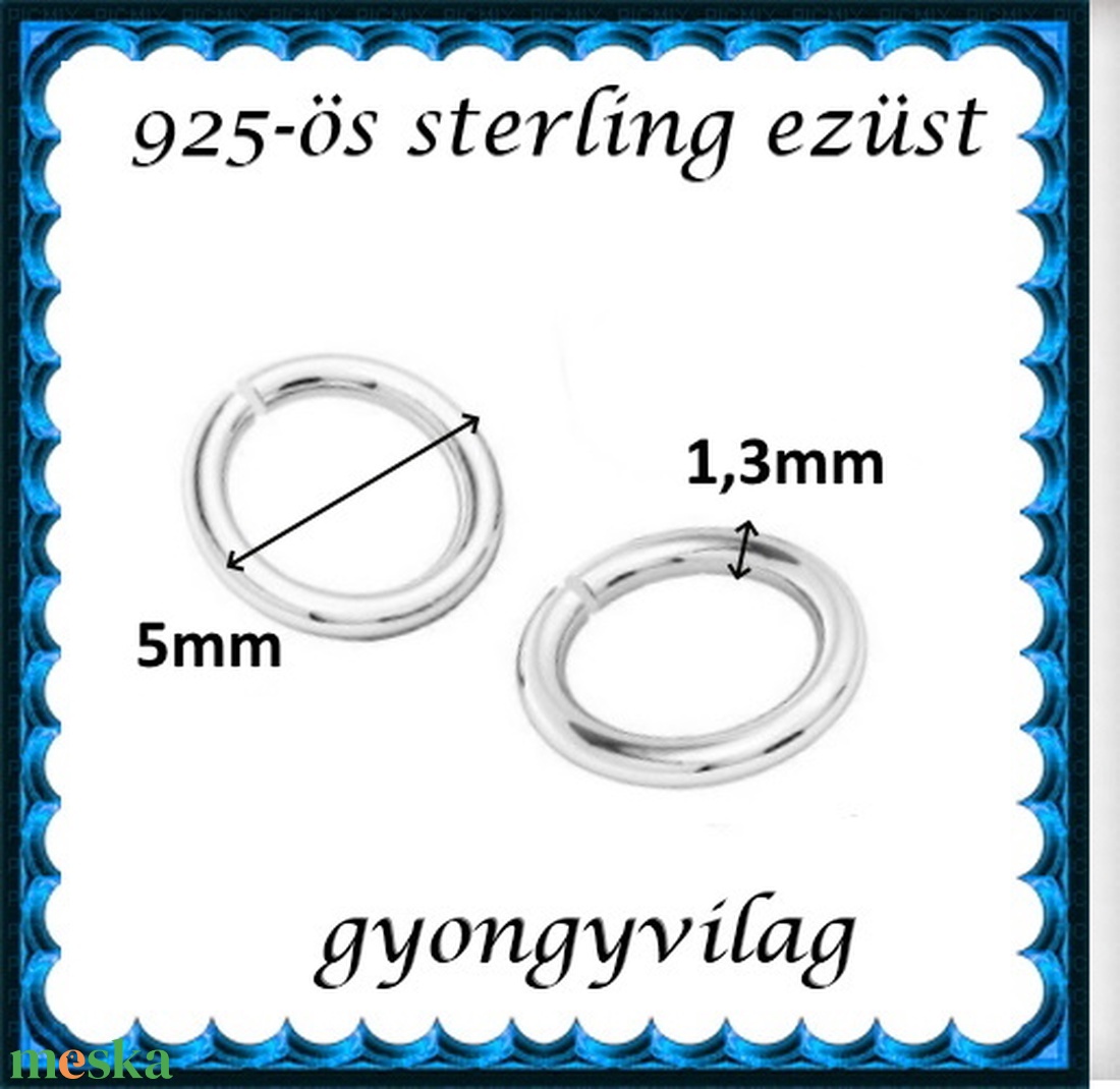 925-ös sterling ezüst ékszerkellék: karika nyitott ESZK NY 5x1,3 mm 2db/csomag - kellékek & szerszámok - gyöngy, ékszerkellék - egyéb alkatrész - Meska.hu