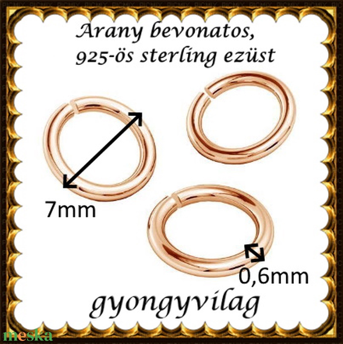 925-ös sterling ezüst ékszerkellék: karika nyitott ESZK 7x0,6rg  2db /csomag - kellékek & szerszámok - gyöngy, ékszerkellék - egyéb alkatrész - Meska.hu