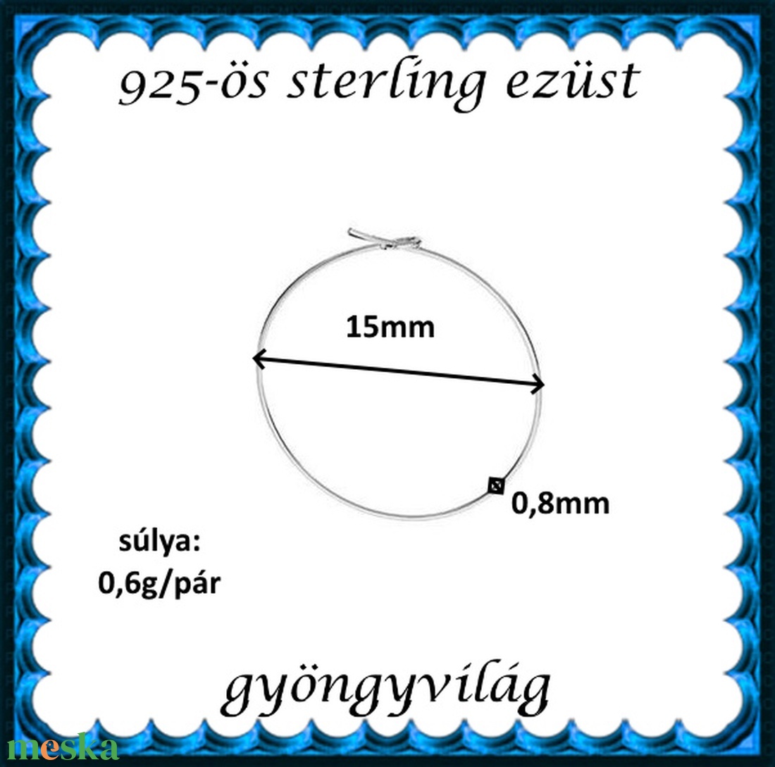  925-ös ezüst fülbevaló kapocs biztonsági kapoccsal EFK K 07-15 - kellékek & szerszámok - gyöngy, ékszerkellék - egyéb alkatrész - Meska.hu
