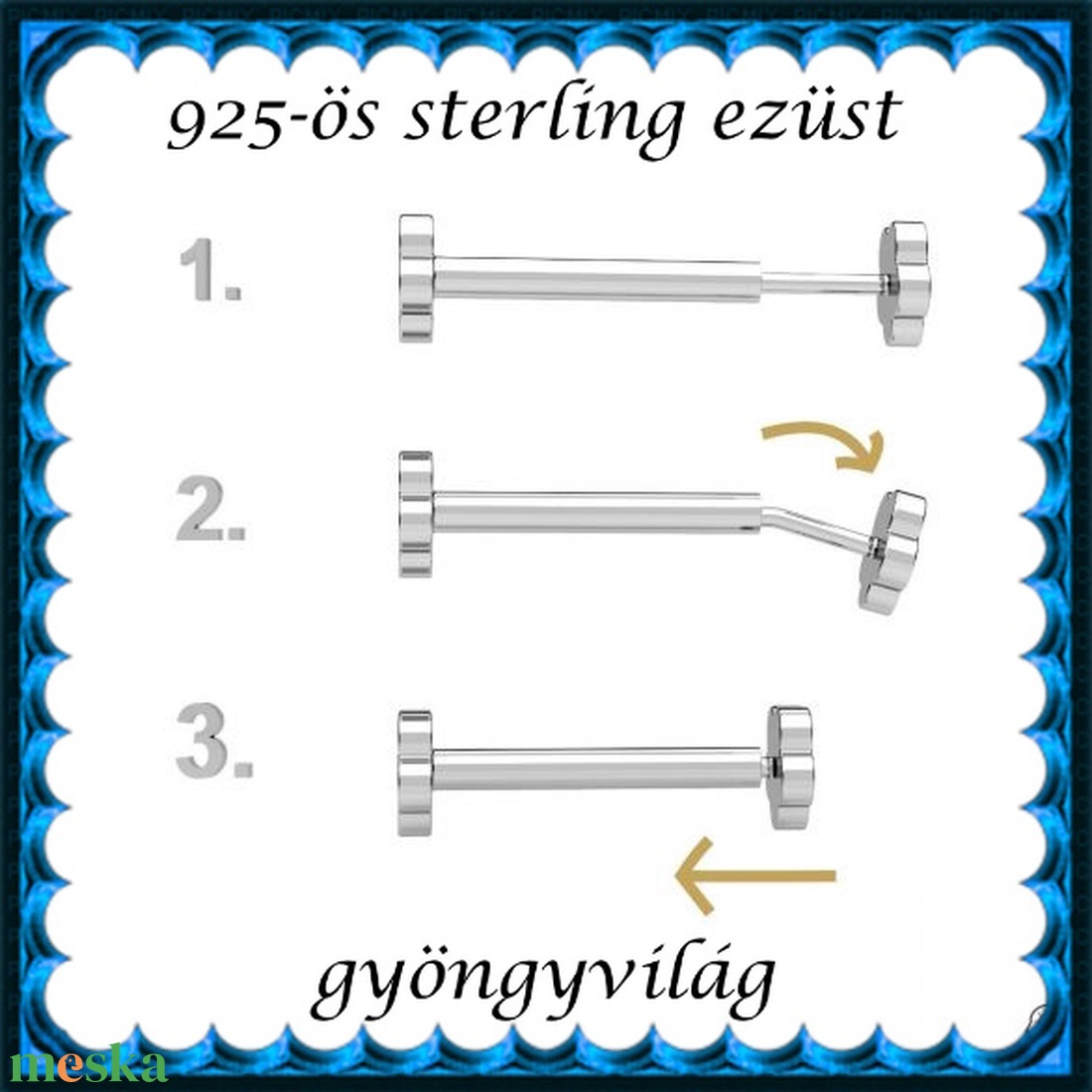 925-ös sterling ezüst ékszerek: fül piercing EP03 - ékszer - fülbevaló - fülékszer - Meska.hu