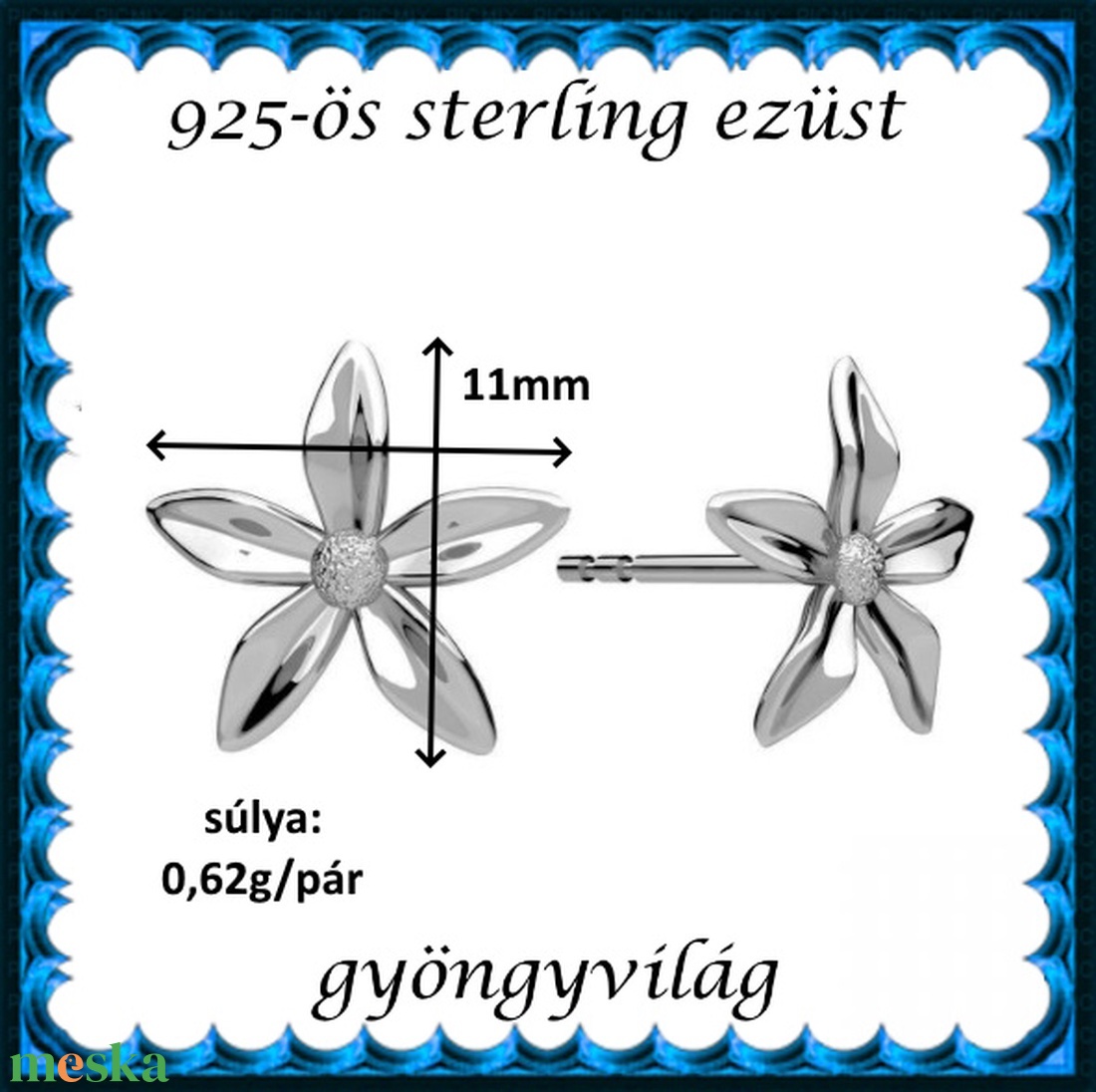 925-ös sterling ezüst ékszerek: fülbevaló EF29 - ékszer - fülbevaló - pötty fülbevaló - Meska.hu