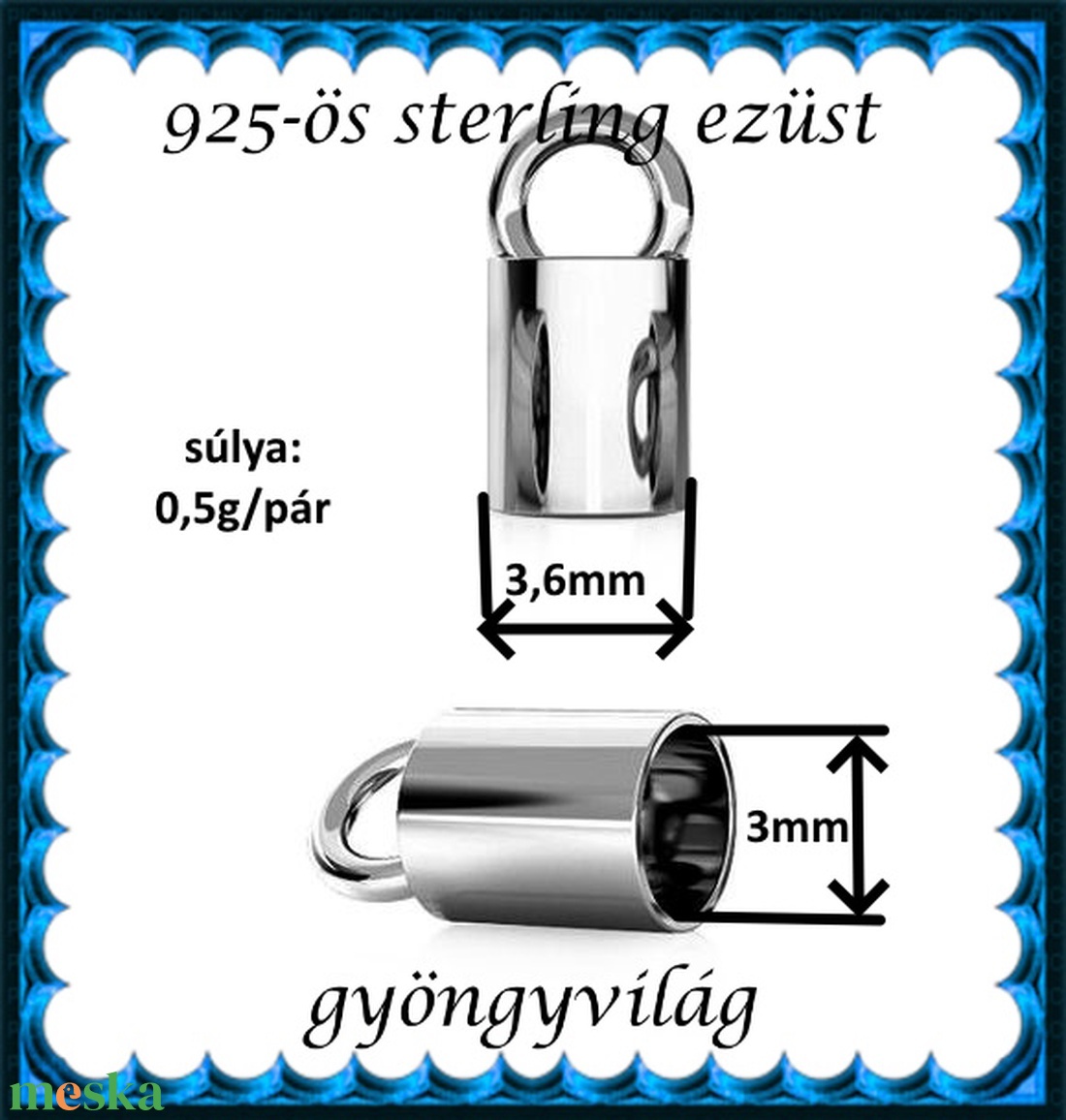 925-ös ezüst  lánckapocsvég  ELK V 14-3 - kellékek & szerszámok - gyöngy, ékszerkellék - egyéb alkatrész - Meska.hu