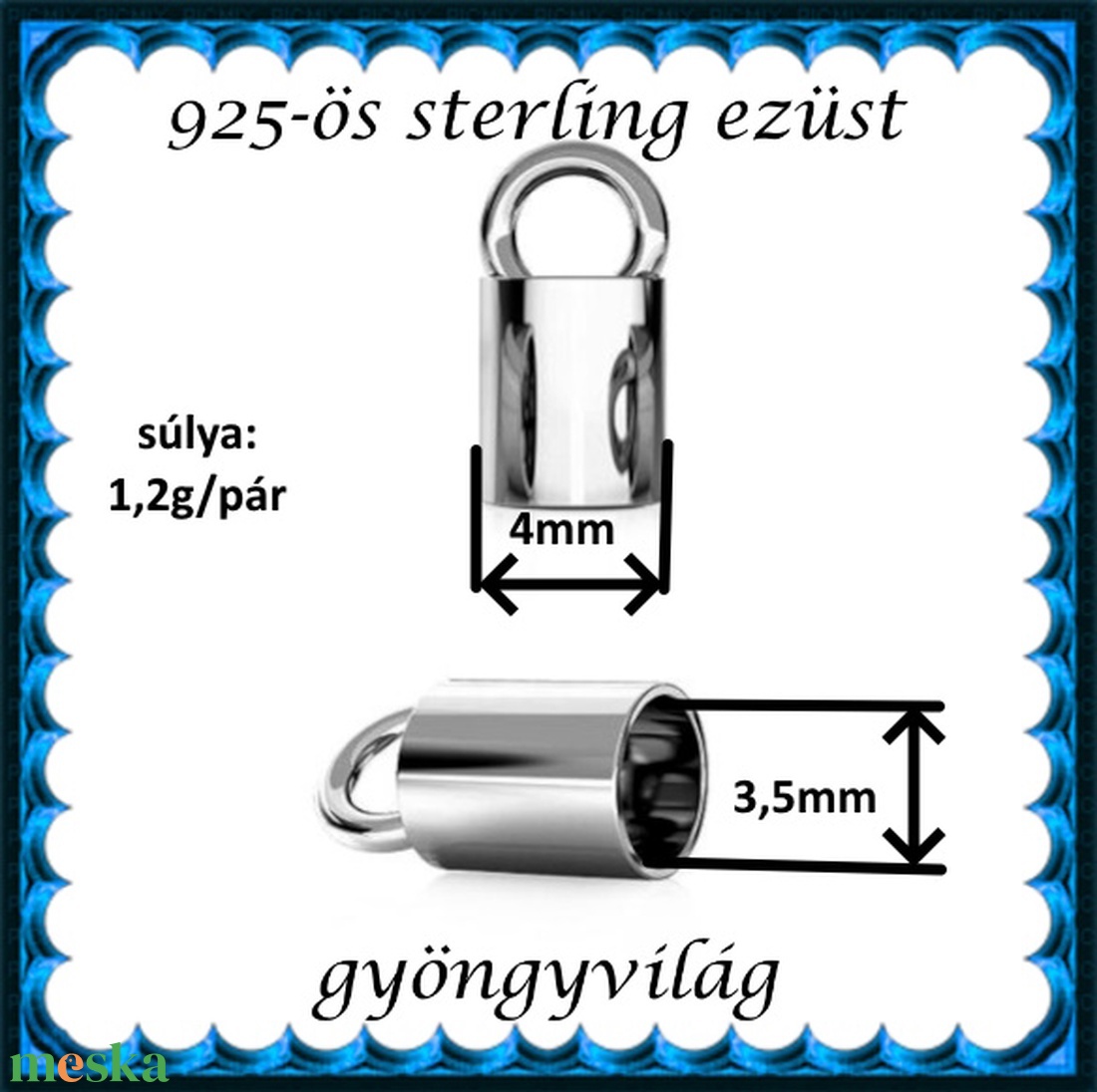 925-ös ezüst  lánckapocsvég  ELK V 14-3,5 - kellékek & szerszámok - gyöngy, ékszerkellék - egyéb alkatrész - Meska.hu