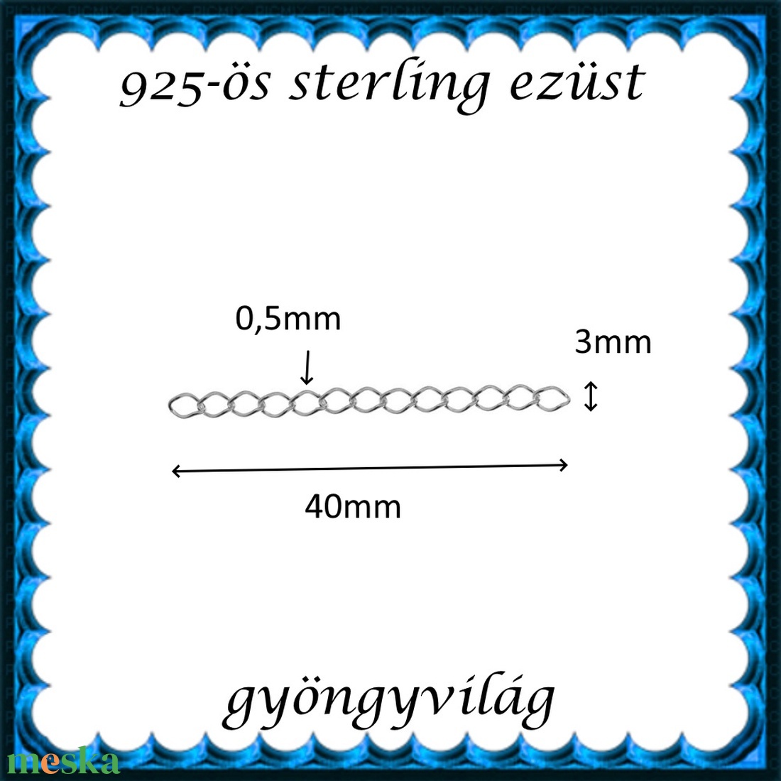 925-ös ezüst lánchosszabbító ELK LH 05-4e - kellékek & szerszámok - gyöngy, ékszerkellék - egyéb alkatrész - Meska.hu