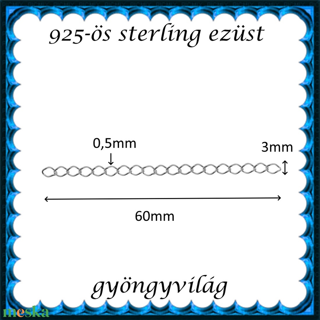 925-ös ezüst lánchosszabbító ELK LH 05-6e - kellékek & szerszámok - ékszerkellék - lánchosszabbító - Meska.hu
