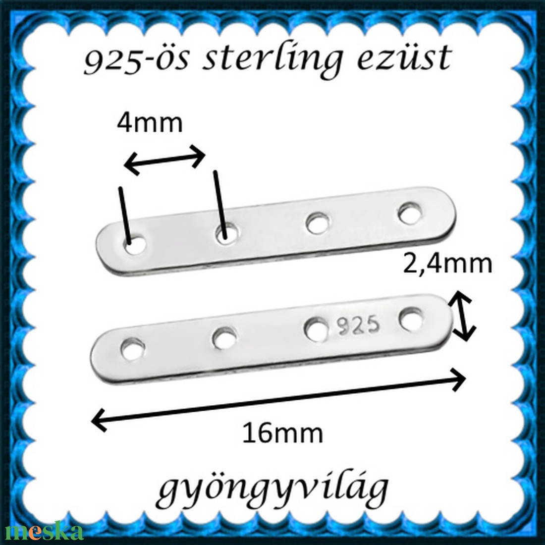 925-ös sterling ezüst ékszerkellék: távtartó ETT 02-4-2 1db/csomag - kellékek & szerszámok - gyöngy, ékszerkellék - egyéb alkatrész - Meska.hu