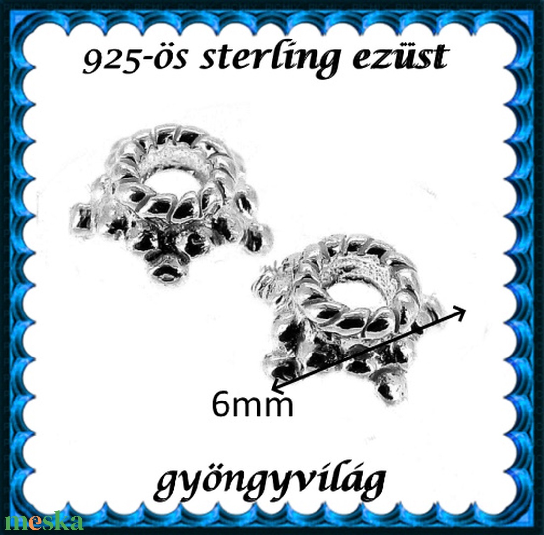 925-ös sterling ezüst ékszerkellék: gyöngykupak EGYK 01 B 2db - kellékek & szerszámok - gyöngy, ékszerkellék - egyéb alkatrész - Meska.hu