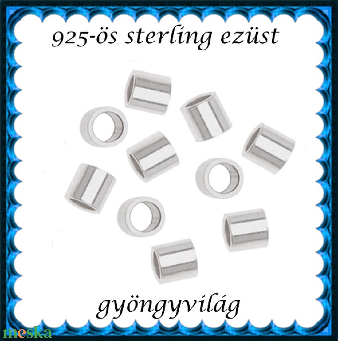 925-ös sterling ezüst ékszerkellék: köztes / gyöngy / dísz  EKÖ 19 2x2mm - kellékek & szerszámok - gyöngy, ékszerkellék - egyéb alkatrész - Meska.hu