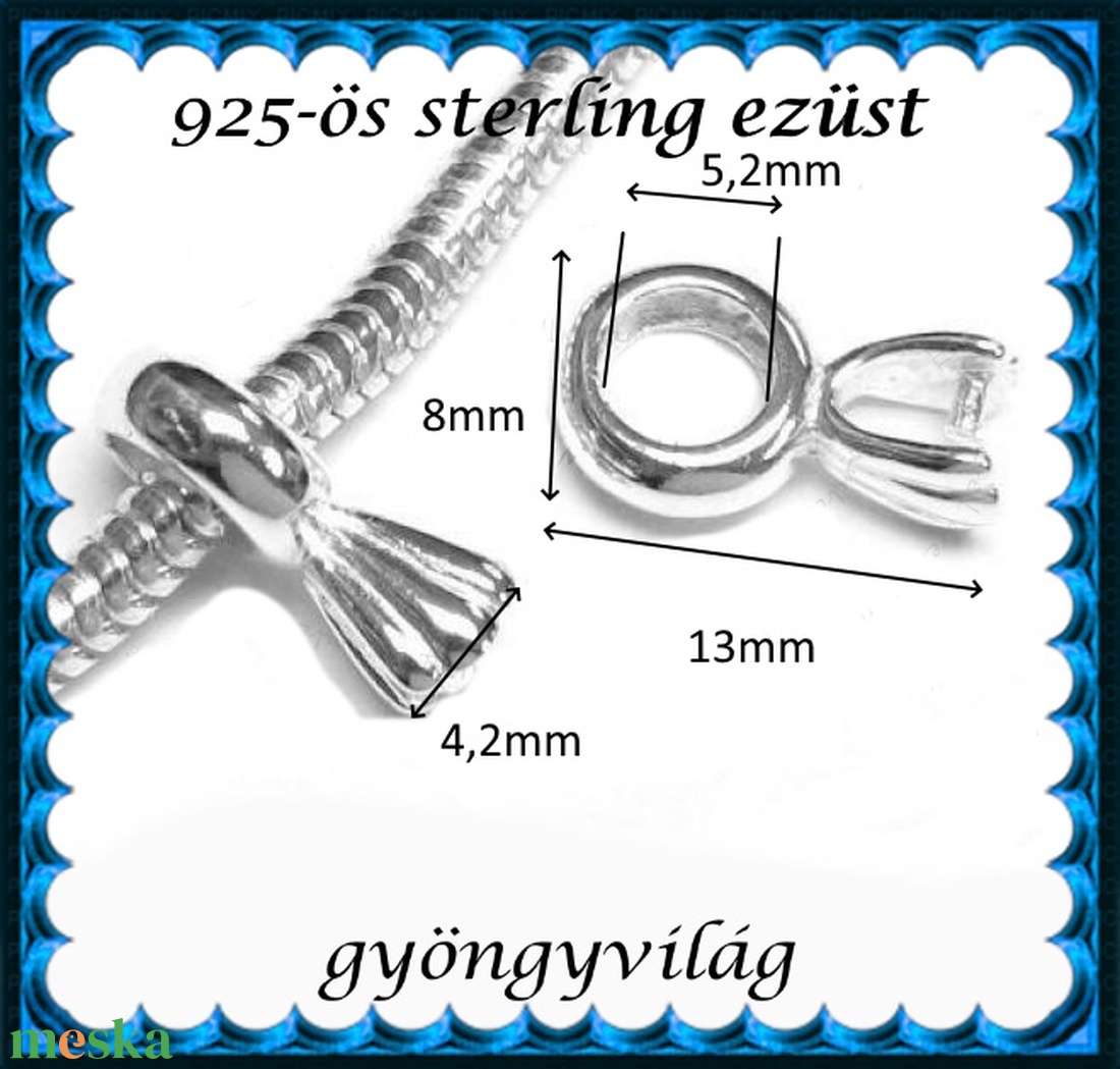 925-ös sterling ezüst ékszerkellék: medáltartó, medálkapocs EMK 122 - kellékek & szerszámok - gyöngy, ékszerkellék - egyéb alkatrész - Meska.hu