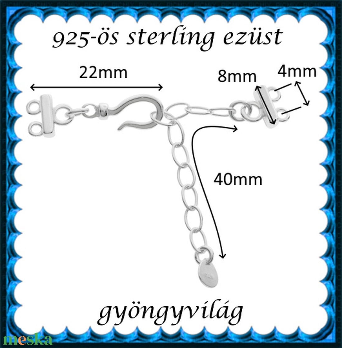 925-ös ezüst 2soros lánckapocs ELK 2S 07 - kellékek & szerszámok - gyöngy, ékszerkellék - egyéb alkatrész - Meska.hu