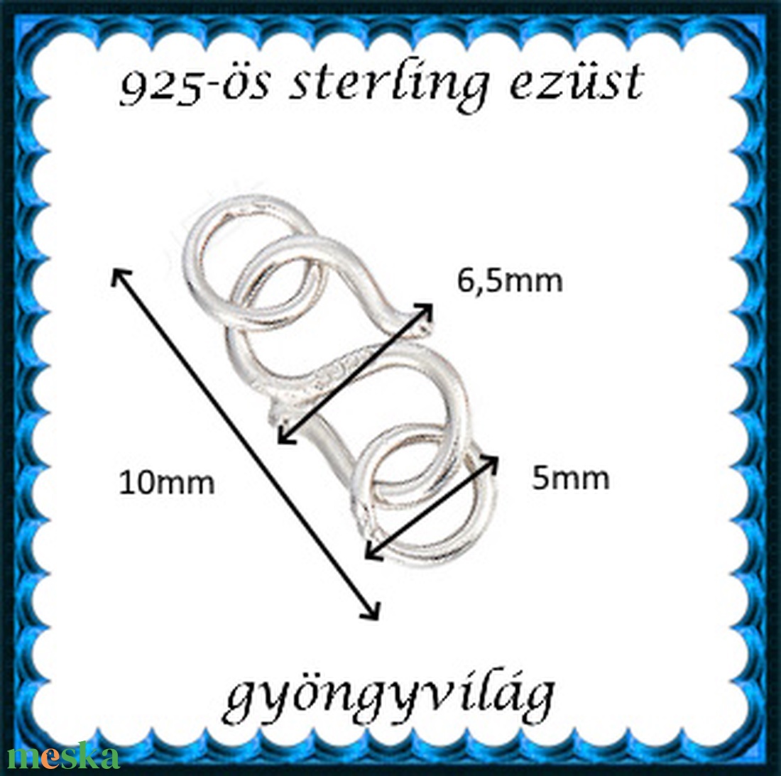  925-ös  ezüst S lánckapocs ELK S 01e - kellékek & szerszámok - gyöngy, ékszerkellék - egyéb alkatrész - Meska.hu