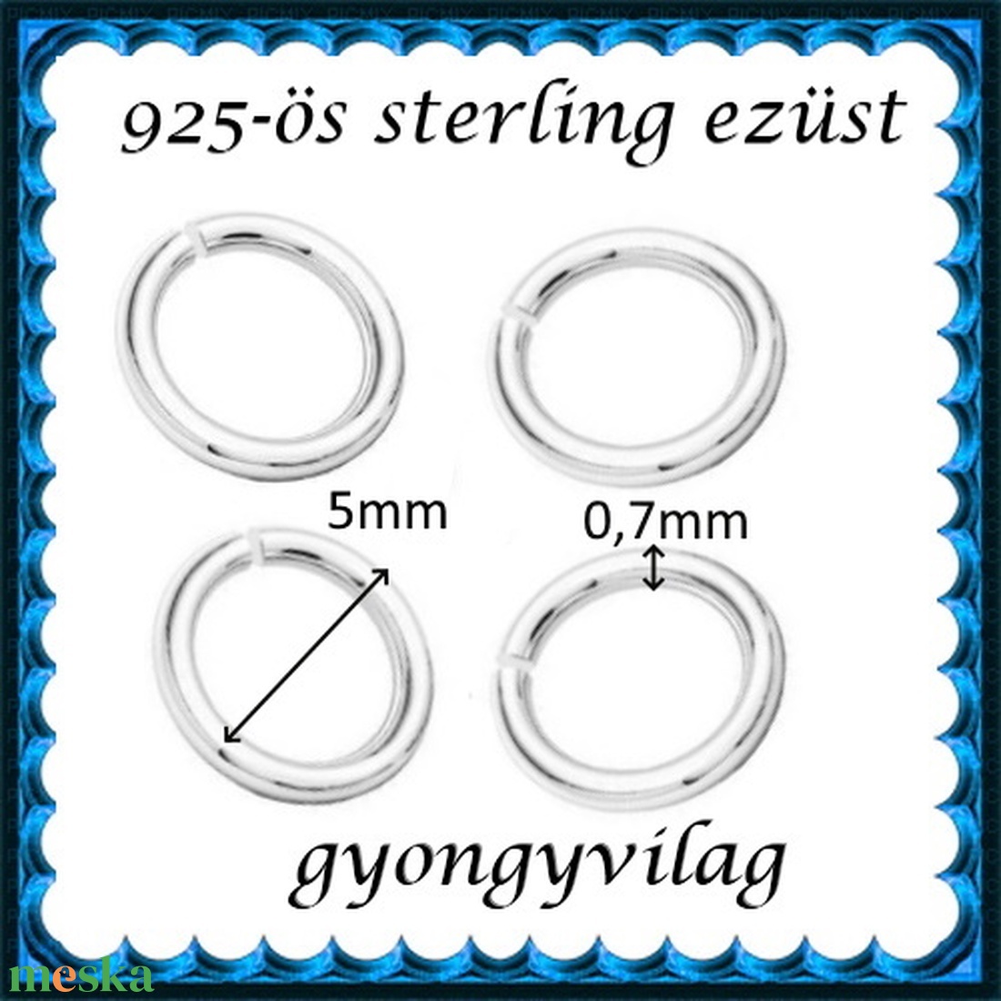 925-ös sterling ezüst ékszerkellék: karika nyitott ESZK NY 5x0,7mm 4db/csomag - kellékek & szerszámok - gyöngy, ékszerkellék - egyéb alkatrész - Meska.hu