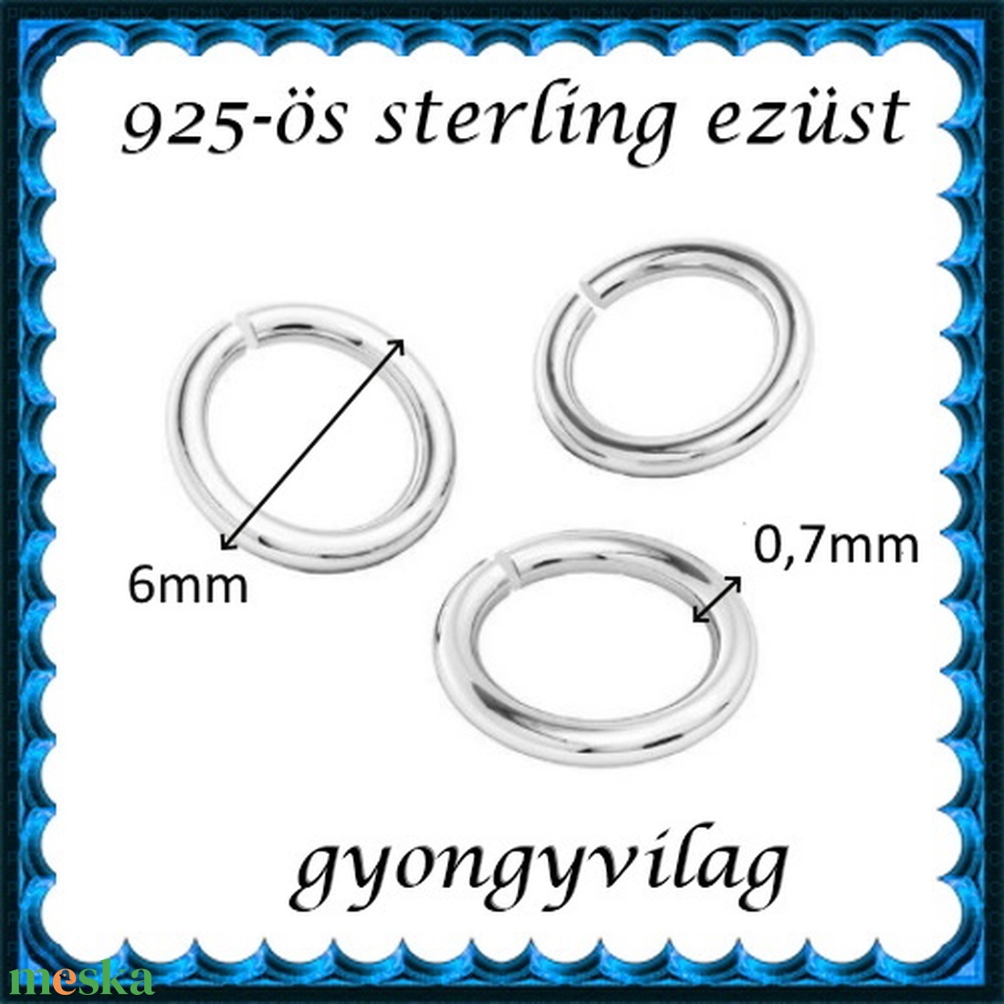 925-ös sterling ezüst ékszerkellék: karika nyitott ESZK NY 6x0,7mm 3db/csomag - kellékek & szerszámok - gyöngy, ékszerkellék - egyéb alkatrész - Meska.hu