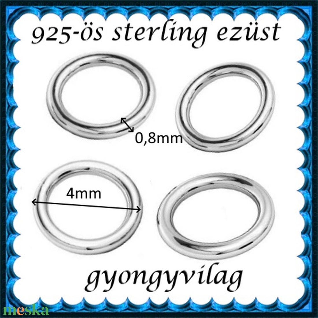 925-ös sterling ezüst ékszerkellék: karika zárt ESZK Z 4x0,8mm 4db/cs - kellékek & szerszámok - gyöngy, ékszerkellék - egyéb alkatrész - Meska.hu