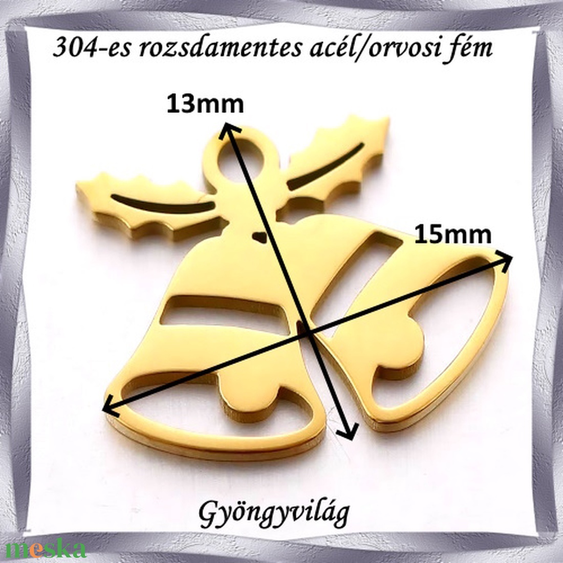 304 Nemes acél ékszerkellék: medál, caboshon, fityegő NAMCF-16a 1db/cs  - kellékek & szerszámok - gyöngyfűzés kellékek - cabochon - Meska.hu