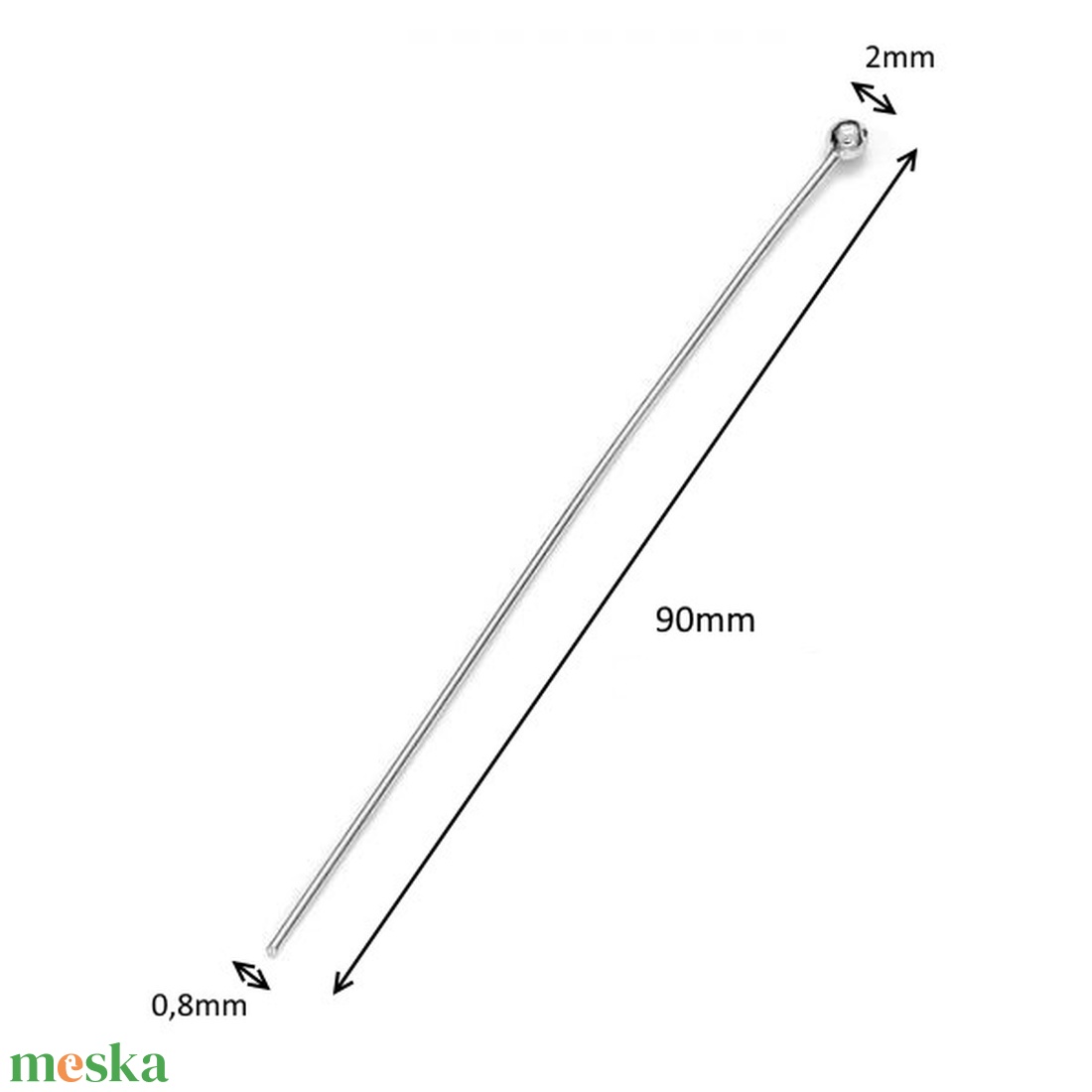 925-ös sterling ezüst ékszerkellék: szerelőpálca gömb végű ESZP G 90x0,8 1db/ csomag - kellékek & szerszámok - gyöngy, ékszerkellék - egyéb alkatrész - Meska.hu