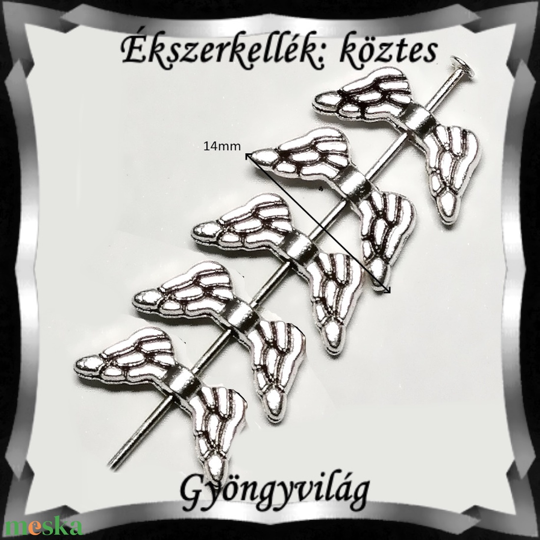 Ékszerkellék: köztes / díszítőelem / gyöngy BKÖ 1S 46-2 10db/csomag  mini  angyalszárny - kellékek & szerszámok - gyöngy, ékszerkellék - fém köztesek - Meska.hu