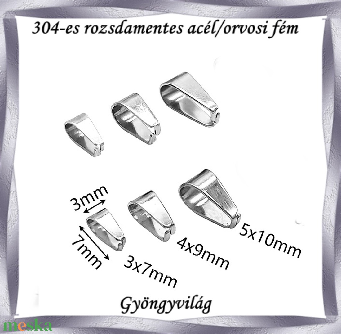 304 Nemes acél ékszerkellék: medálkapocs NAMK 05 több méretben - kellékek & szerszámok - gyöngy, ékszerkellék - egyéb alkatrész - Meska.hu