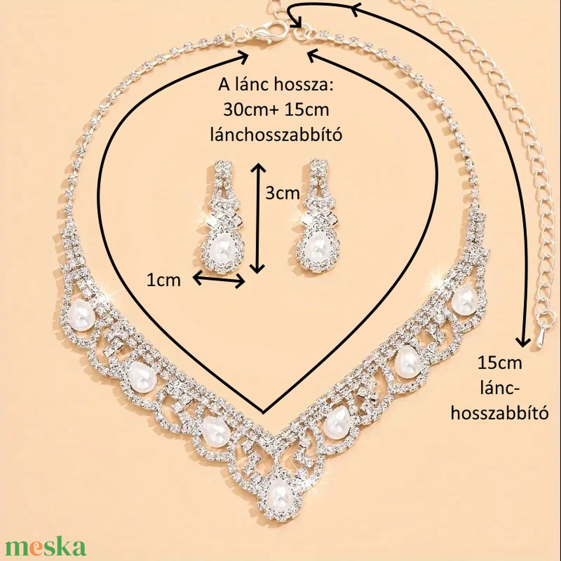 Esküvői, menyasszonyi, alkalmi ékszer szett,  ES-SZÉ94 - esküvő - ékszer - ékszerszett - Meska.hu