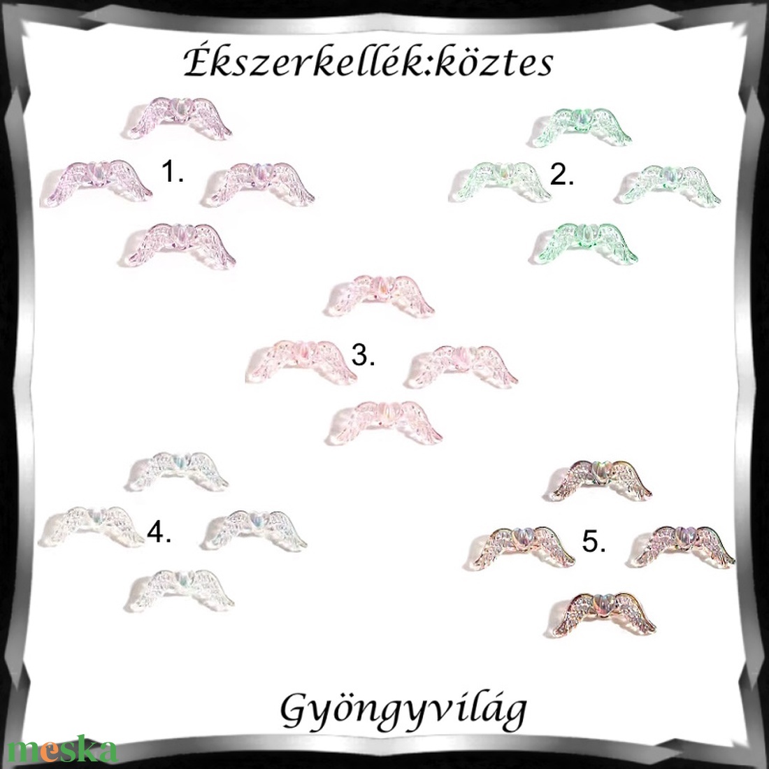 Ékszerkellék: köztes / díszítőelem / gyöngy BKÖ 1S 49 2db/csomag /angyalszárny - kellékek & szerszámok - gyöngy, ékszerkellék - fém köztesek - Meska.hu