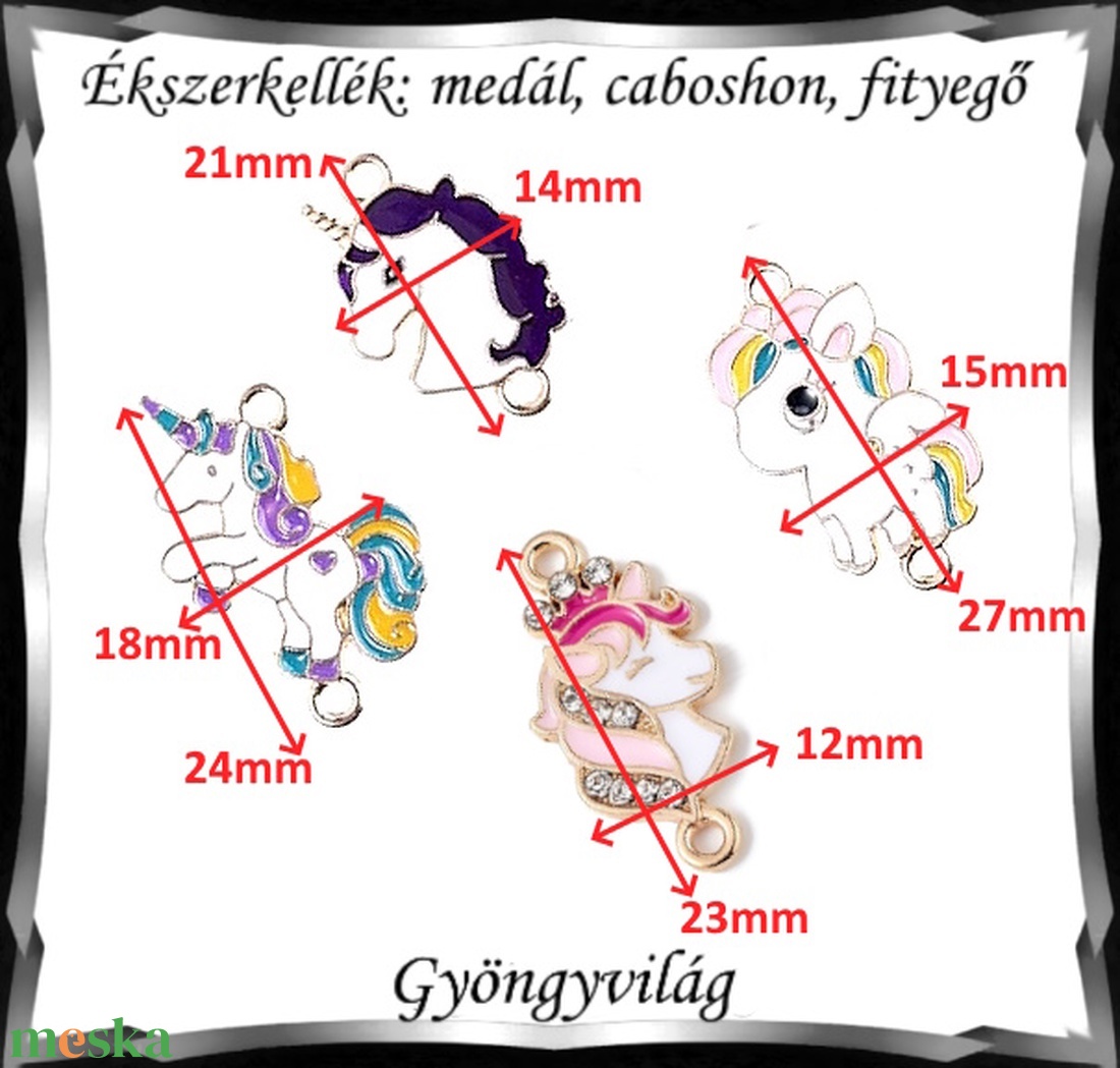 Ékszerkellék: medál, caboshon, fityegő BMCF-2-04 több féle unikornis - kellékek & szerszámok - gyöngy, ékszerkellék - fém köztesek - Meska.hu