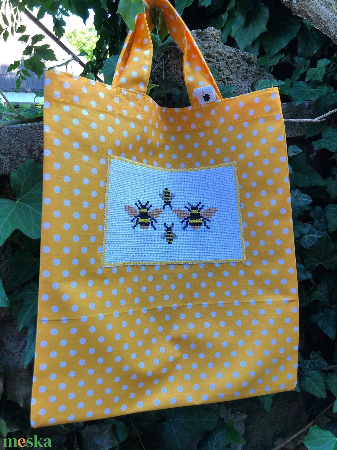 HAPPY BEE. Méhecskés shopper. - táska & tok - bevásárlás & shopper táska - shopper, textiltáska, szatyor - Meska.hu