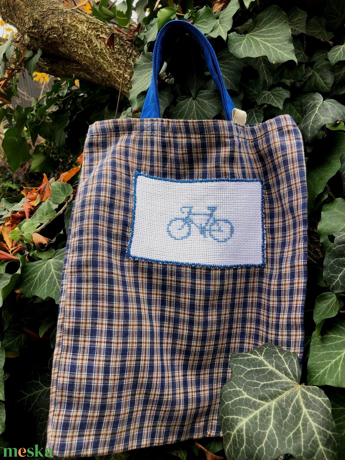 BIKE IN BLUE. Fiús shopper. - táska & tok - bevásárlás & shopper táska - shopper, textiltáska, szatyor - Meska.hu