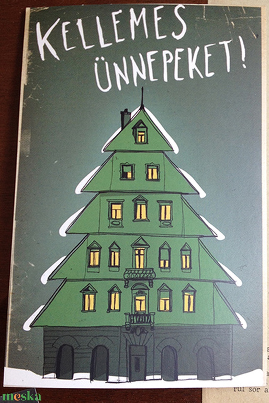 Karácsonyi képeslap - Budapesti bérház - karácsony - karácsonyi ajándékozás - karácsonyi képeslap, üdvözlőlap, ajándékkísérő - Meska.hu