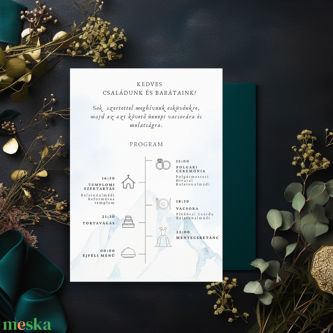 Téli havas tájas esküvői meghívó  - esküvő - meghívó & kártya - meghívó - Meska.hu