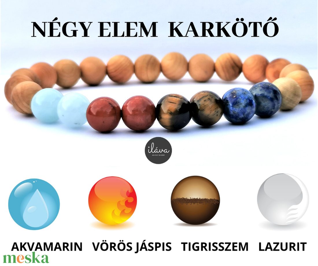 Négy elem karkötő - ékszer - karkötő - gyöngyös karkötő - Meska.hu