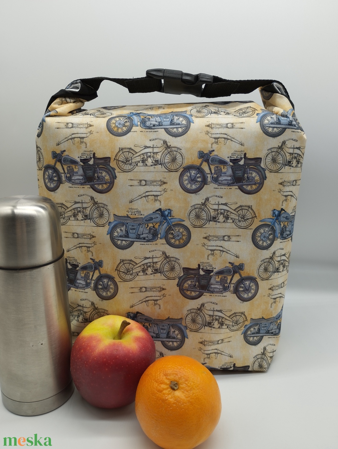 Uzsonnás táska - Roll top Lunch bag - Zero waste  - táska & tok - uzsonna- & ebéd tartó - ebéd tasak, doboz - Meska.hu