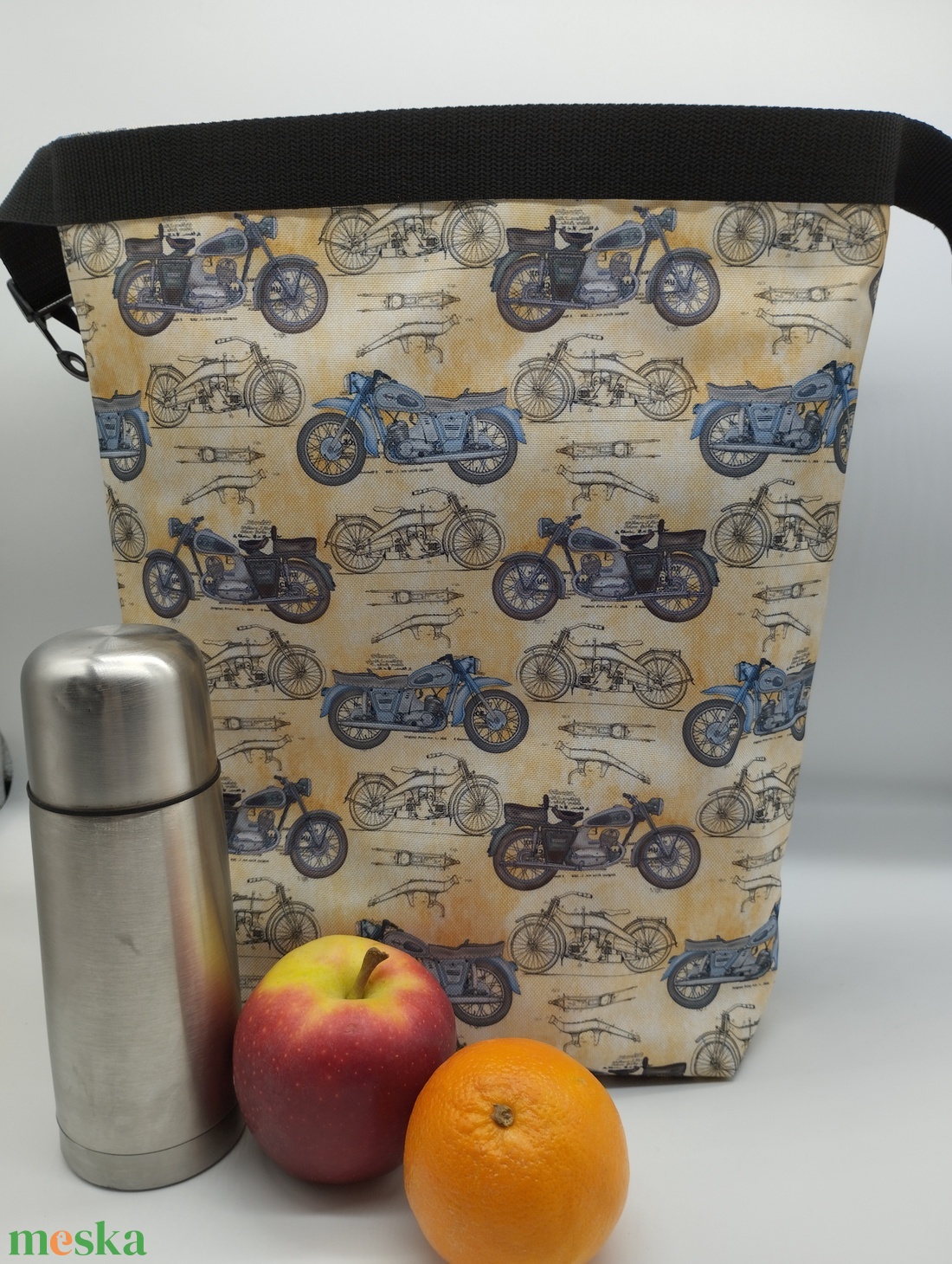 Uzsonnás táska - Roll top Lunch bag - Zero waste  - táska & tok - uzsonna- & ebéd tartó - ebéd tasak, doboz - Meska.hu