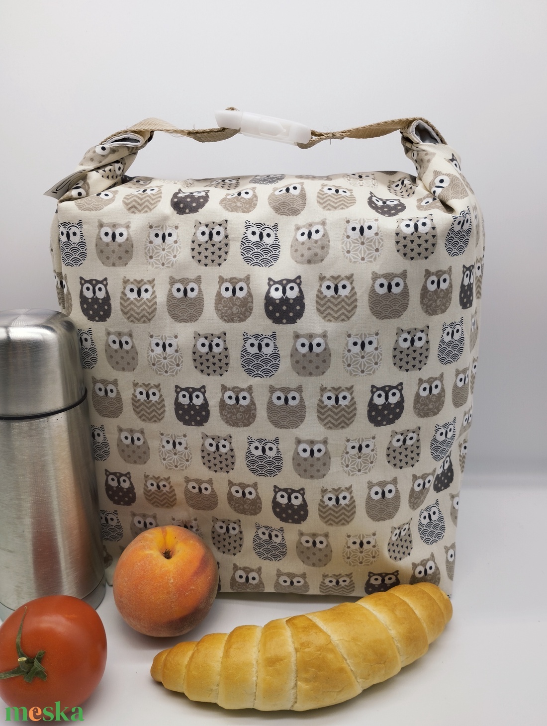 Uzsonnás táska - Rolltop lunch bag - zero waste - táska & tok - uzsonna- & ebéd tartó - ebéd tasak, doboz - Meska.hu