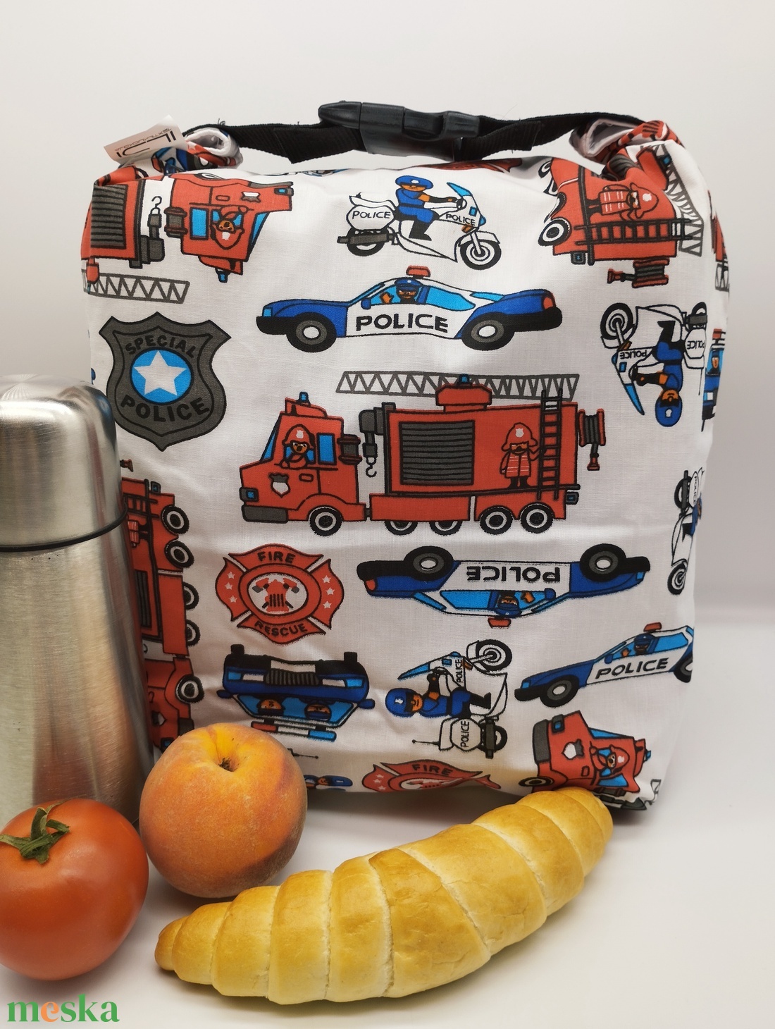 Uzsonnás táska - Rolltop lunch bag - zero waste - táska & tok - uzsonna- & ebéd tartó - ebéd tasak, doboz - Meska.hu