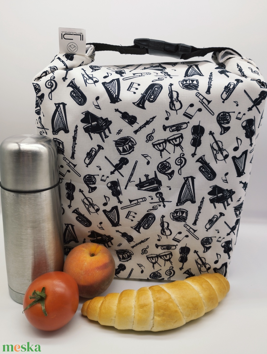 Uzsonnás táska - Rolltop lunch bag - zero waste - táska & tok - uzsonna- & ebéd tartó - ebéd tasak, doboz - Meska.hu