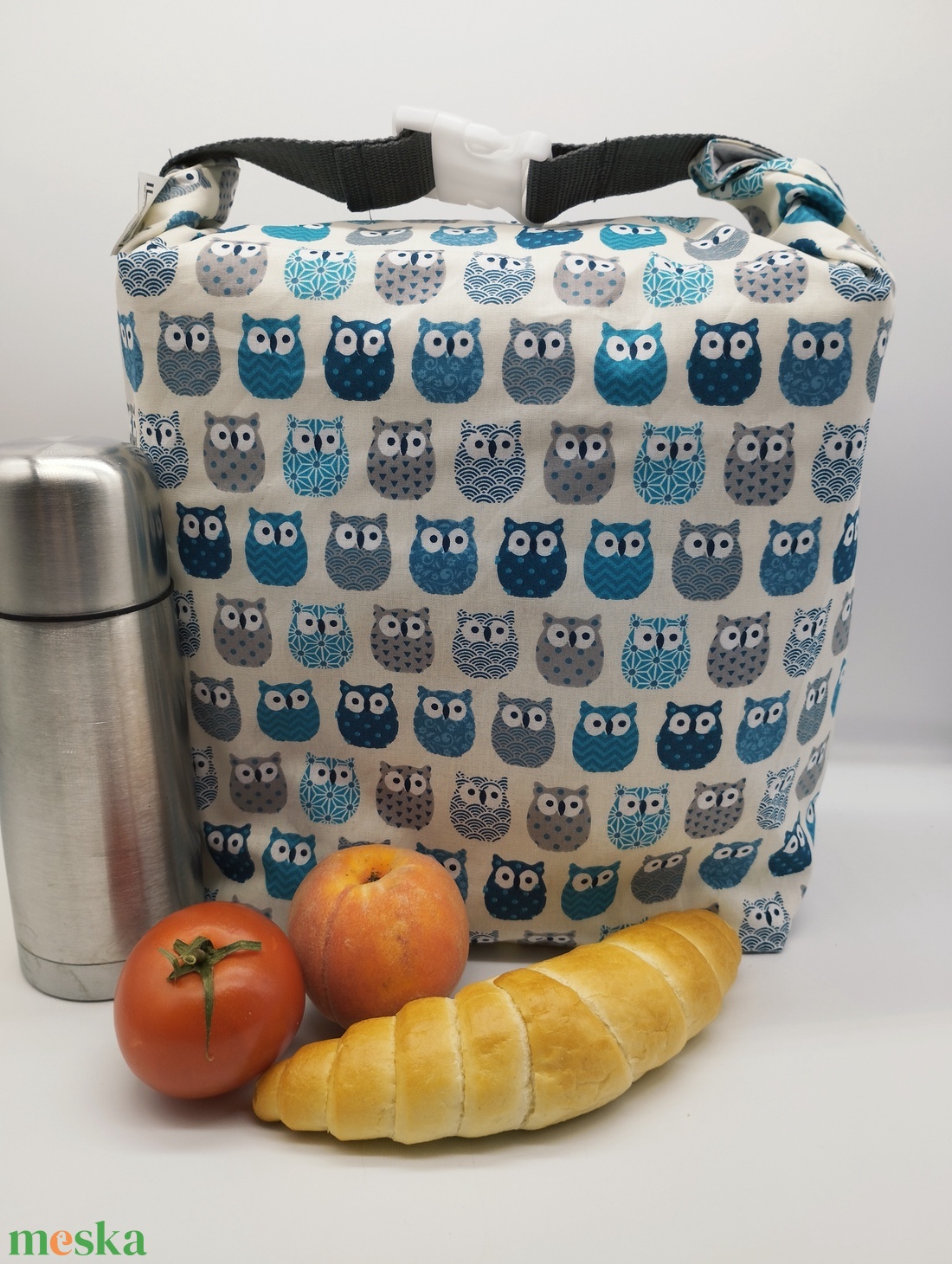 Uzsonnás táska - Rolltop lunch bag - zero waste - táska & tok - uzsonna- & ebéd tartó - ebéd tasak, doboz - Meska.hu