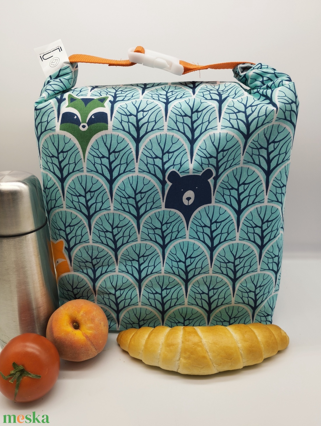 Uzsonnás táska - Rolltop lunch bag - zero waste - táska & tok - uzsonna- & ebéd tartó - ebéd tasak, doboz - Meska.hu