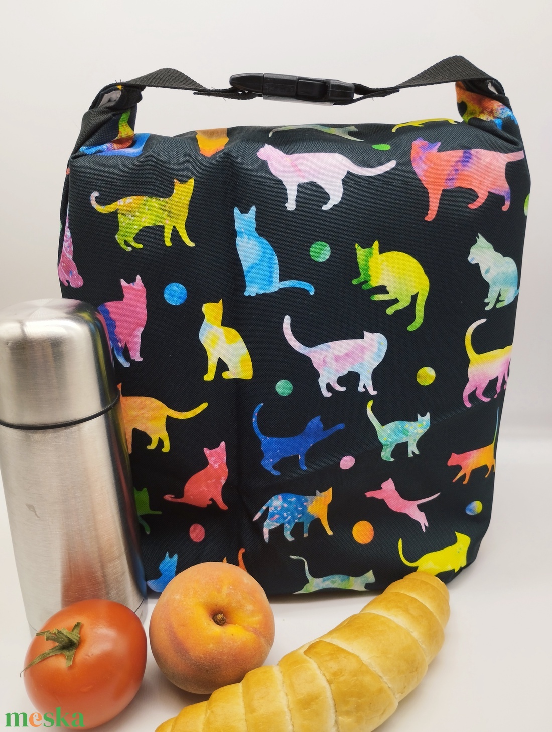 Uzsonnás táska - Rolltop lunch bag - zero waste - táska & tok - uzsonna- & ebéd tartó - ebéd tasak, doboz - Meska.hu