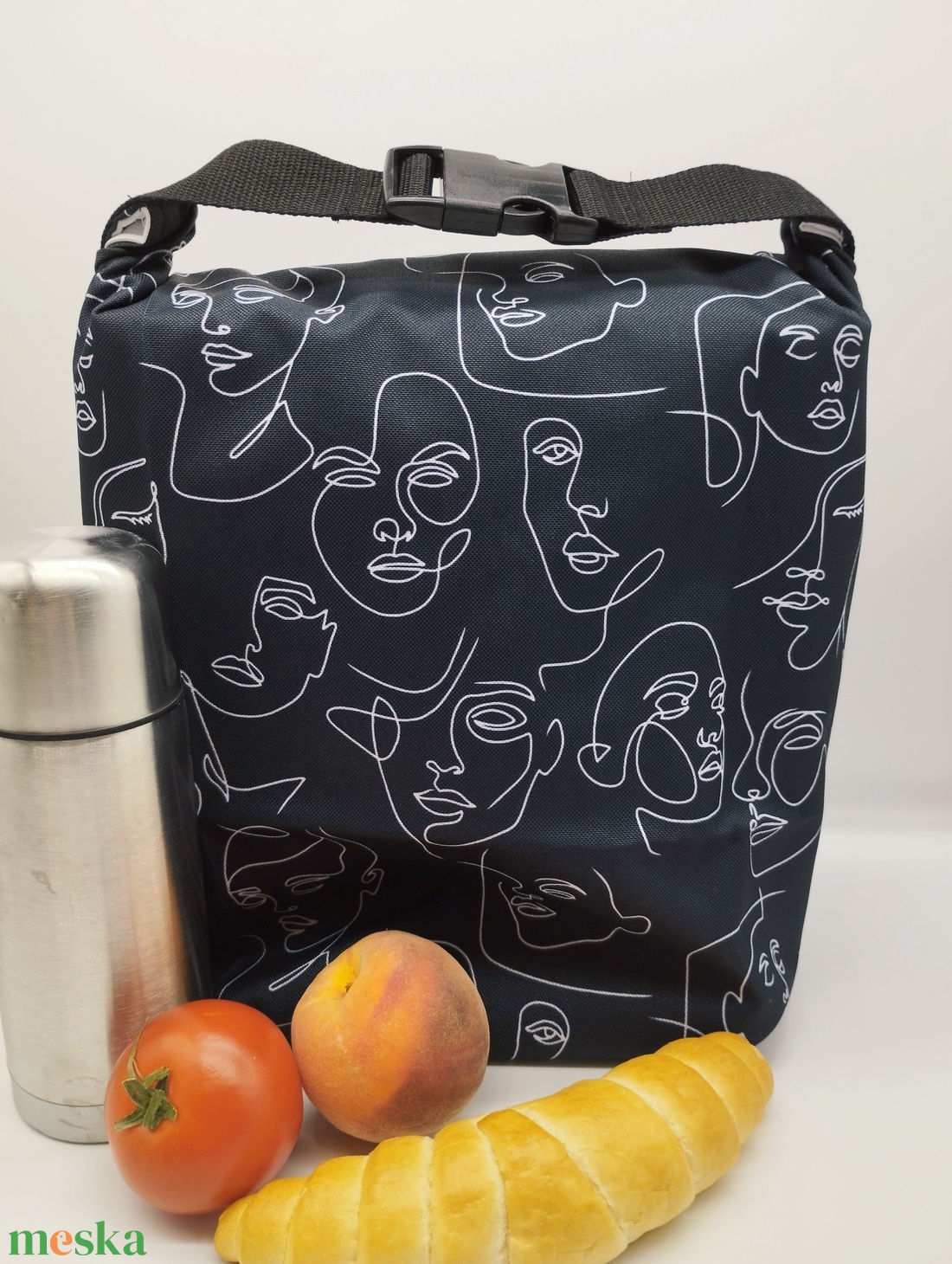 Uzsonnás táska - Rolltop lunch bag - zero waste - táska & tok - uzsonna- & ebéd tartó - ebéd tasak, doboz - Meska.hu